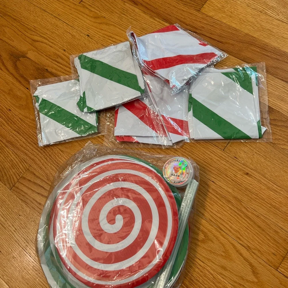 Festive Striped Christmas Candy canes peppermint Party Supplies Set -